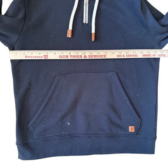 Fundamental Coast Hoodie Slater Medium 1/4 Zip Black Leather Tips NWT Coastal - Picture 7 of 12